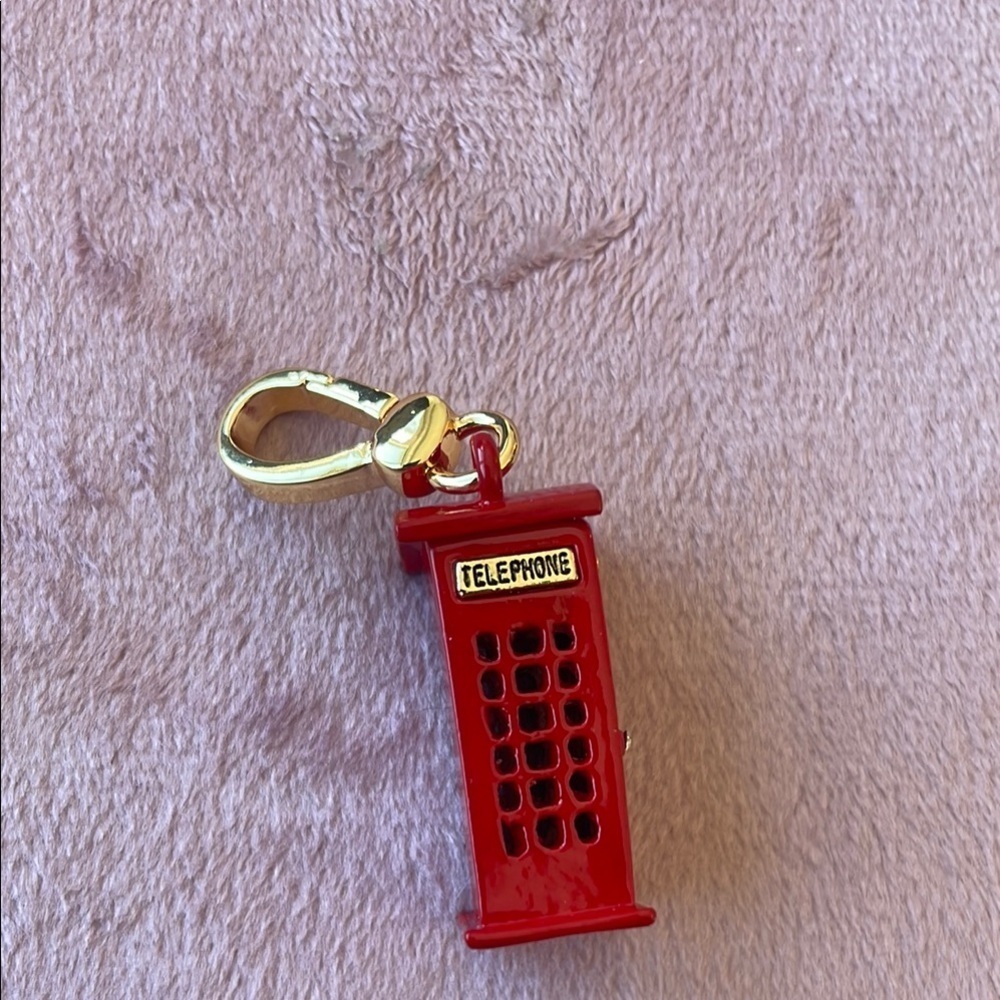 Juicy Couture Red Telephone Booth Charm Gold Tone - Picture 8 of 11